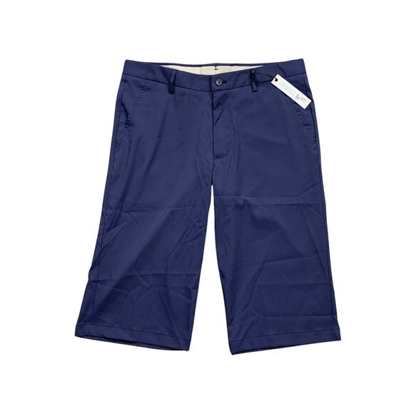 Stantt Shorts Mens 34 Navy Blue Bermuda Flat Front Quick Dry Performance Golf - Picture 1 of 10